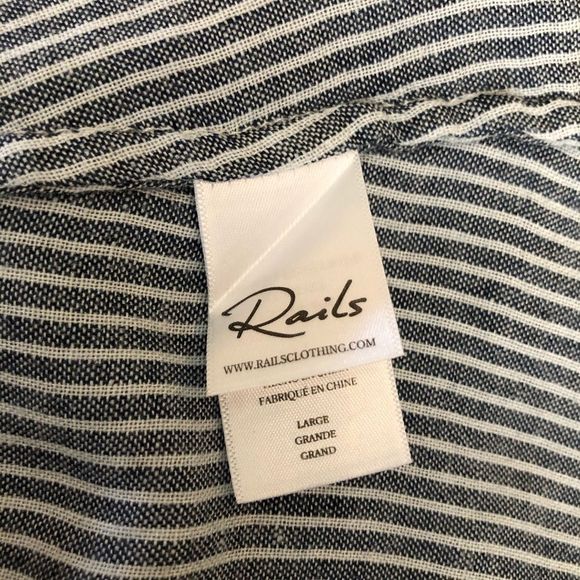 Rails August Bow Tie Dress in August Blue Chambray Pinstripe NWT size Large - Picture 11 of 14